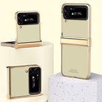 For Samsung Galaxy Z Flip4 5G Electroplating Frame Transparent Hard PC Phone Case Folding Shell with Hinge
