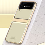 For Samsung Galaxy Z Flip4 5G Electroplating Frame Transparent Hard PC Phone Case Folding Shell with Hinge