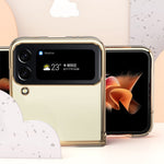 For Samsung Galaxy Z Flip4 5G Electroplating Frame Transparent Hard PC Phone Case Folding Shell with Hinge