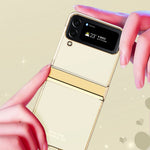 For Samsung Galaxy Z Flip4 5G Electroplating Frame Transparent Hard PC Phone Case Folding Shell with Hinge