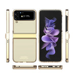 For Samsung Galaxy Z Flip4 5G Electroplating Frame Transparent Hard PC Phone Case Folding Shell with Hinge