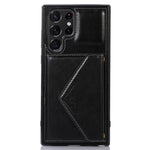 Samsung Galaxy S22 Ultra 5G PU-läderbelagt TPU-mobilskal Reptåligt stöd Korthållare Skydd med Axelrem