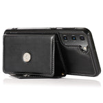 For Samsung Galaxy S22+ 5G Card Holder Kickstand Leather Coated TPU Case Crossbody Phone Bag Cover with Shoulder Strap
