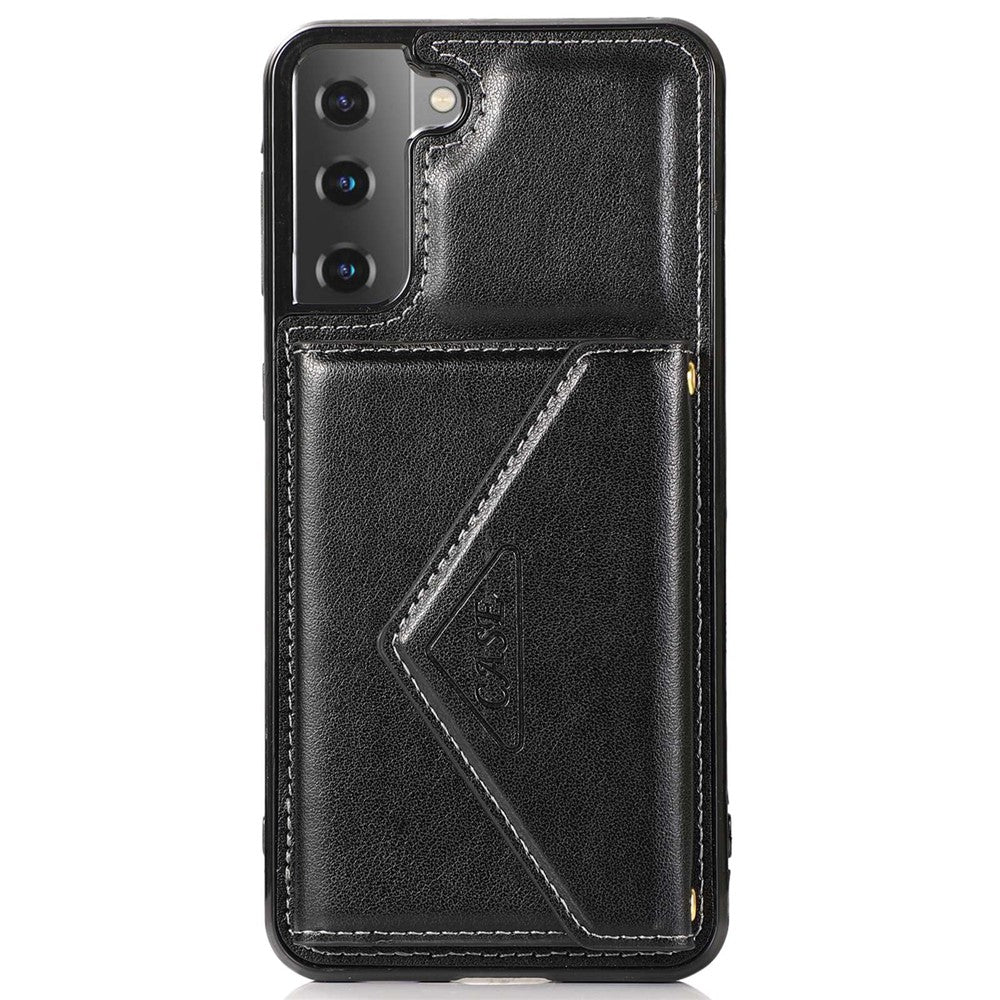 Samsung Galaxy S22+ 5G Korthållare Stativ Läderbelagt TPU-skal Axelrem mobilväska Skydd med Axelrem