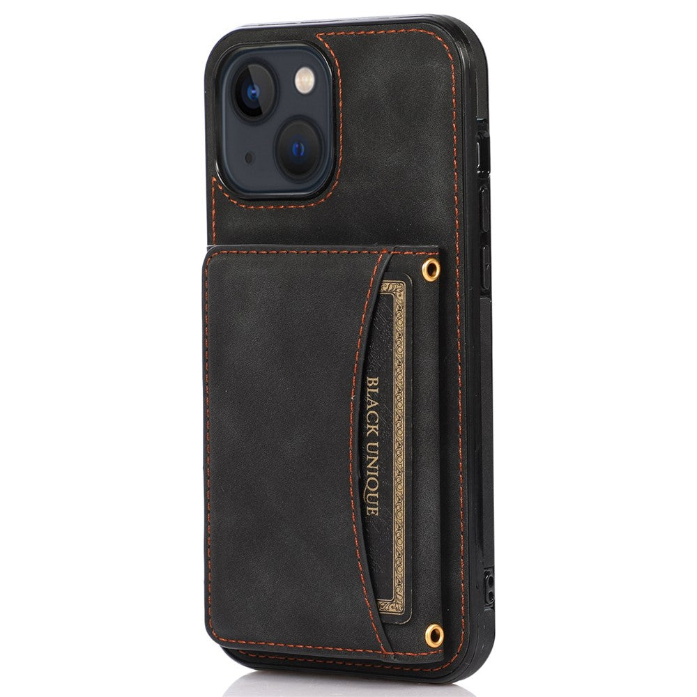 Til iPhone 14 6,1 tommer Mobiltelefoncover Sammenklappeligt pungdesign Læderbeklædt TPU Bagcover