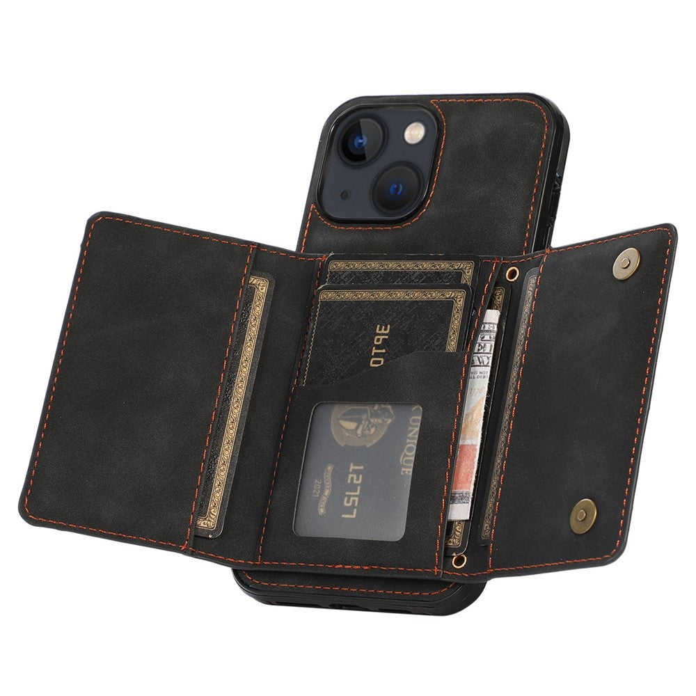 Til iPhone 14 6,1 tommer Mobiltelefoncover Sammenklappeligt pungdesign Læderbeklædt TPU Bagcover