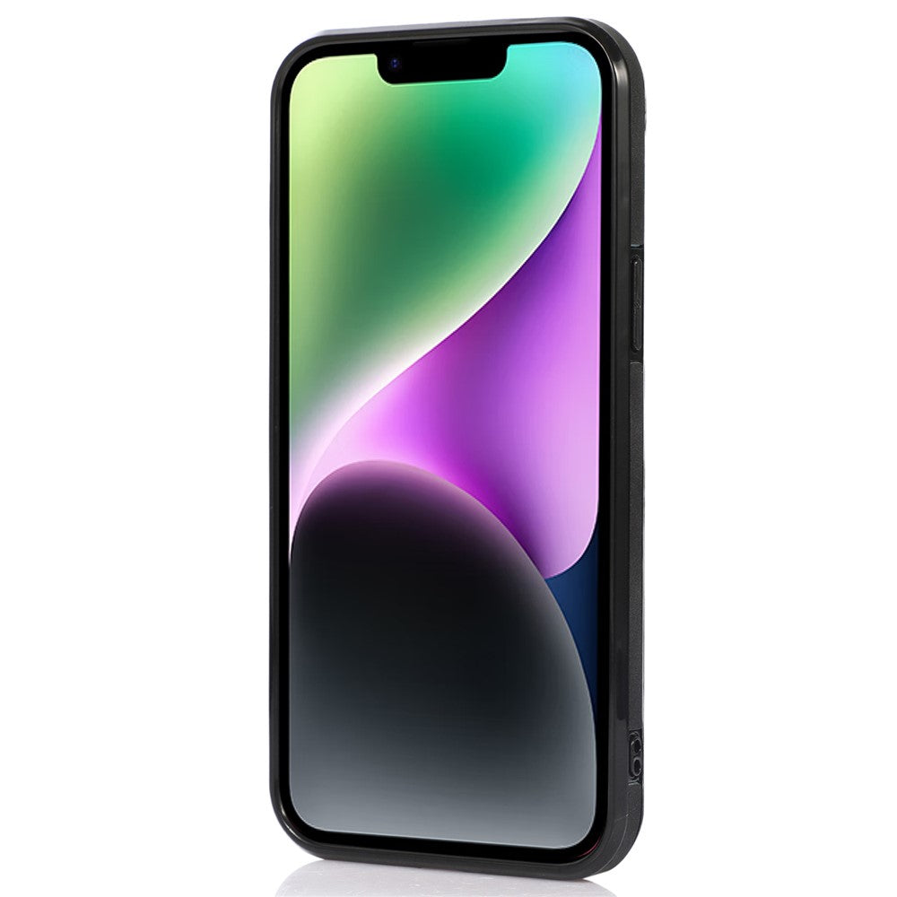 Til iPhone 14 6,1 tommer Mobiltelefoncover Sammenklappeligt pungdesign Læderbeklædt TPU Bagcover