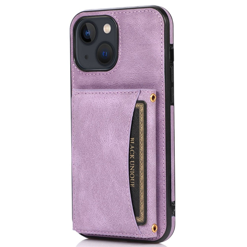 Til iPhone 14 6,1 tommer Mobiltelefoncover Sammenklappeligt pungdesign Læderbeklædt TPU Bagcover