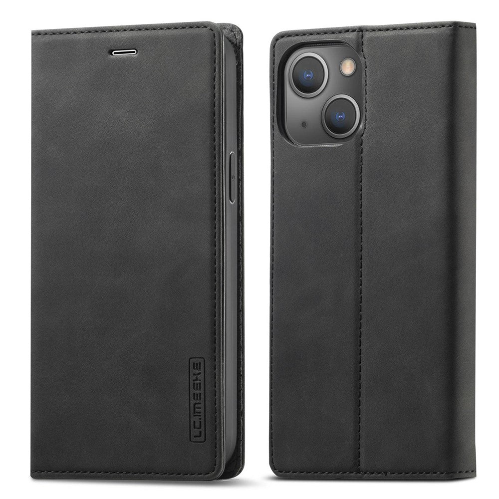 LC.IMEEKE För iPhone 14 Plus PU-läder plånboksfodral med fällbart grepp, magnetiskt stativ