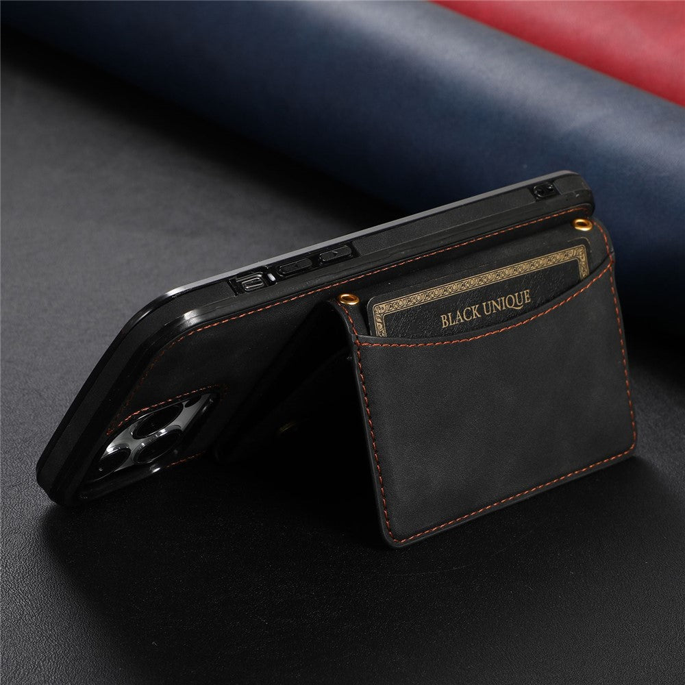 For iPhone 13 Pro Max 6.7 inch Cell Phone Case Scratch-resistant Wallet Design Leather Coated TPU Cover