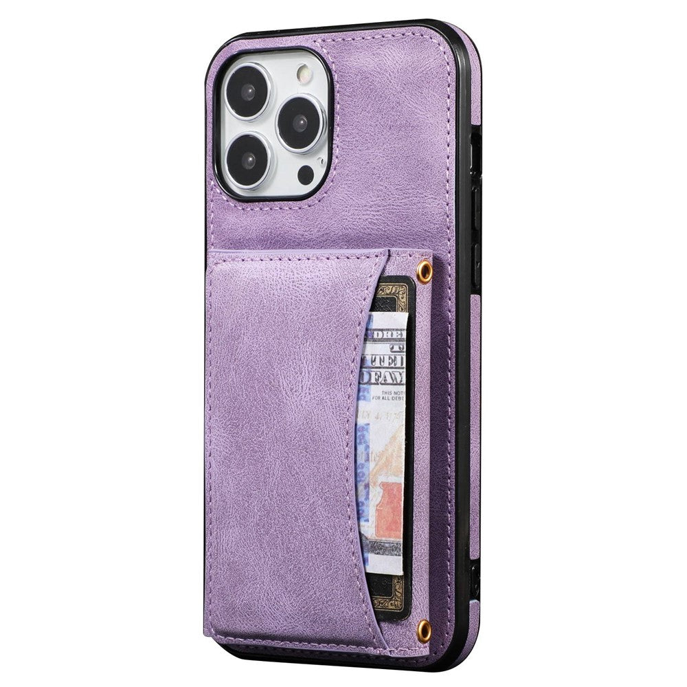 For iPhone 13 Pro Max 6.7 inch Cell Phone Case Scratch-resistant Wallet Design Leather Coated TPU Cover