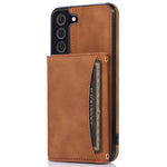 For Samsung Galaxy S21 4G / 5G Wallet Design Leather Coated TPU Phone Case Drop-proof Multiple Card Slots Feature Cover