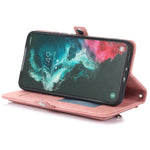 For Samsung Galaxy S22+ 5G Multi-Functional 9 Card Holder Leather Wallet Case Shockproof Zipper Pocket Purse Handbag Wrist Strap Cover