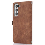 For Samsung Galaxy S21 5G PU Leather Zipper Flip Folio Wallet Case Multi-Functional 9 Card Holder Stand Cover with Wrist Strap