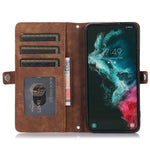 For Samsung Galaxy S21 5G PU Leather Zipper Flip Folio Wallet Case Multi-Functional 9 Card Holder Stand Cover with Wrist Strap