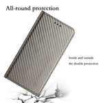Til iPhone 14 Pro 6,1 tommer ridsefast kulfibertekstur PU-læderetui med automatisk magnetisk lukning, flip-stand og pungfunktion