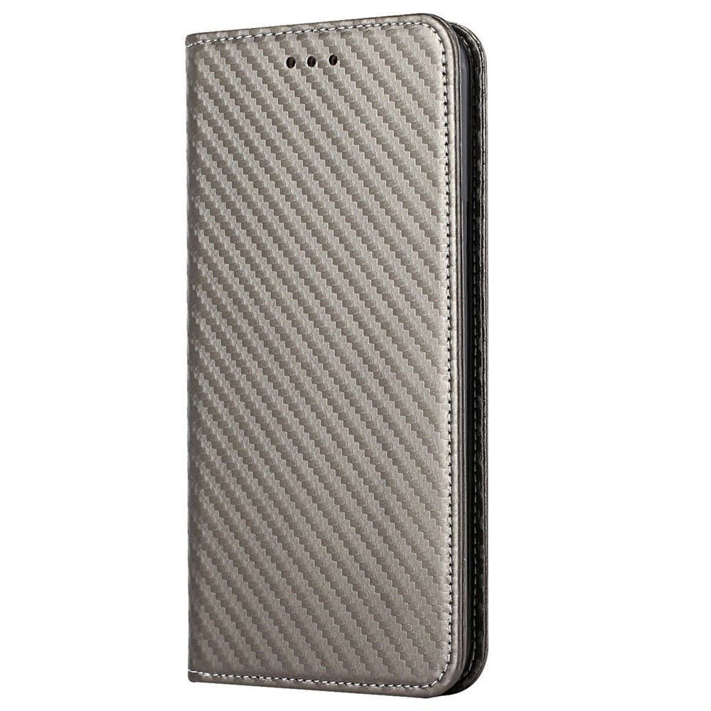 Til iPhone 14 Pro 6,1 tommer ridsefast kulfibertekstur PU-læderetui med automatisk magnetisk lukning, flip-stand og pungfunktion