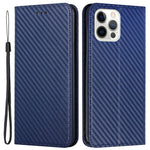 Til iPhone 14 Pro 6,1 tommer ridsefast kulfibertekstur PU-læderetui med automatisk magnetisk lukning, flip-stand og pungfunktion