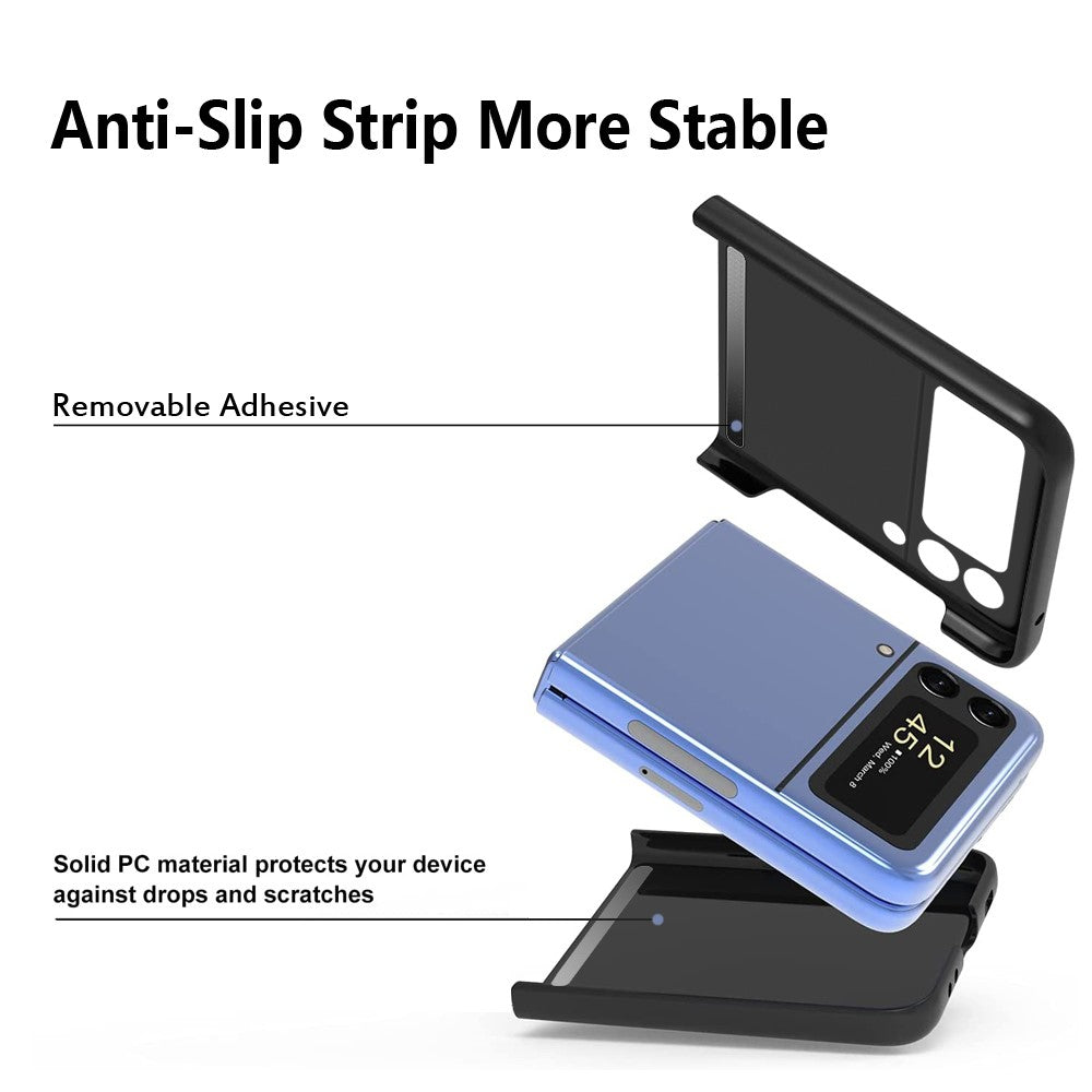 For Samsung Galaxy Z Flip4 5G Ultra Thin Hard PC Phone Case with Tempered Glass Film Rubberized Protective Cover