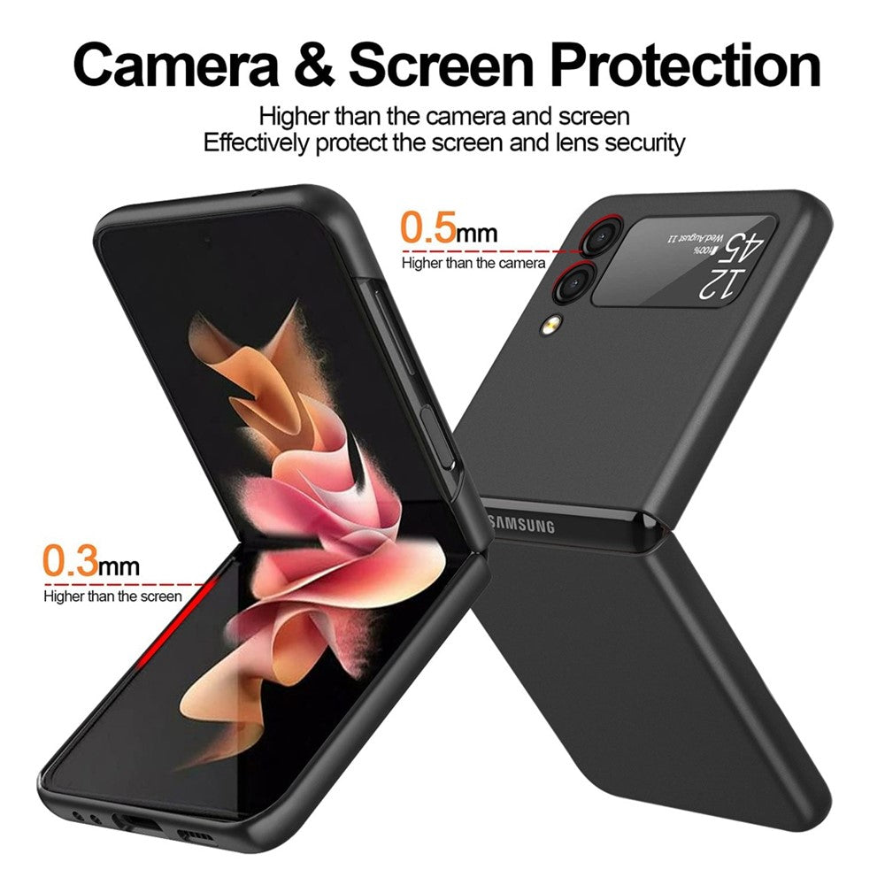For Samsung Galaxy Z Flip4 5G Ultra Thin Hard PC Phone Case with Tempered Glass Film Rubberized Protective Cover