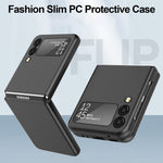For Samsung Galaxy Z Flip4 5G Ultra Thin Hard PC Phone Case with Tempered Glass Film Rubberized Protective Cover