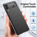 For Samsung Galaxy Z Flip4 5G Ultra Thin Hard PC Phone Case with Tempered Glass Film Rubberized Protective Cover