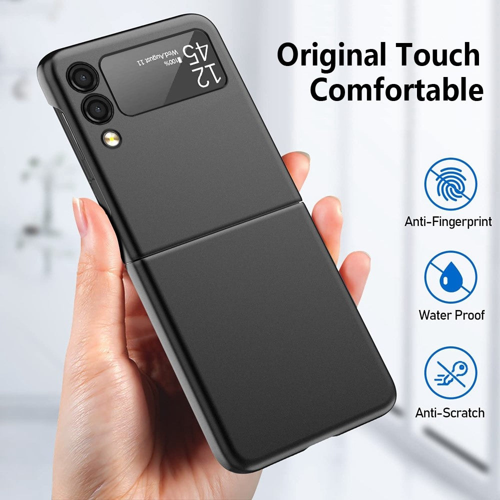 For Samsung Galaxy Z Flip4 5G Ultra Thin Hard PC Phone Case with Tempered Glass Film Rubberized Protective Cover