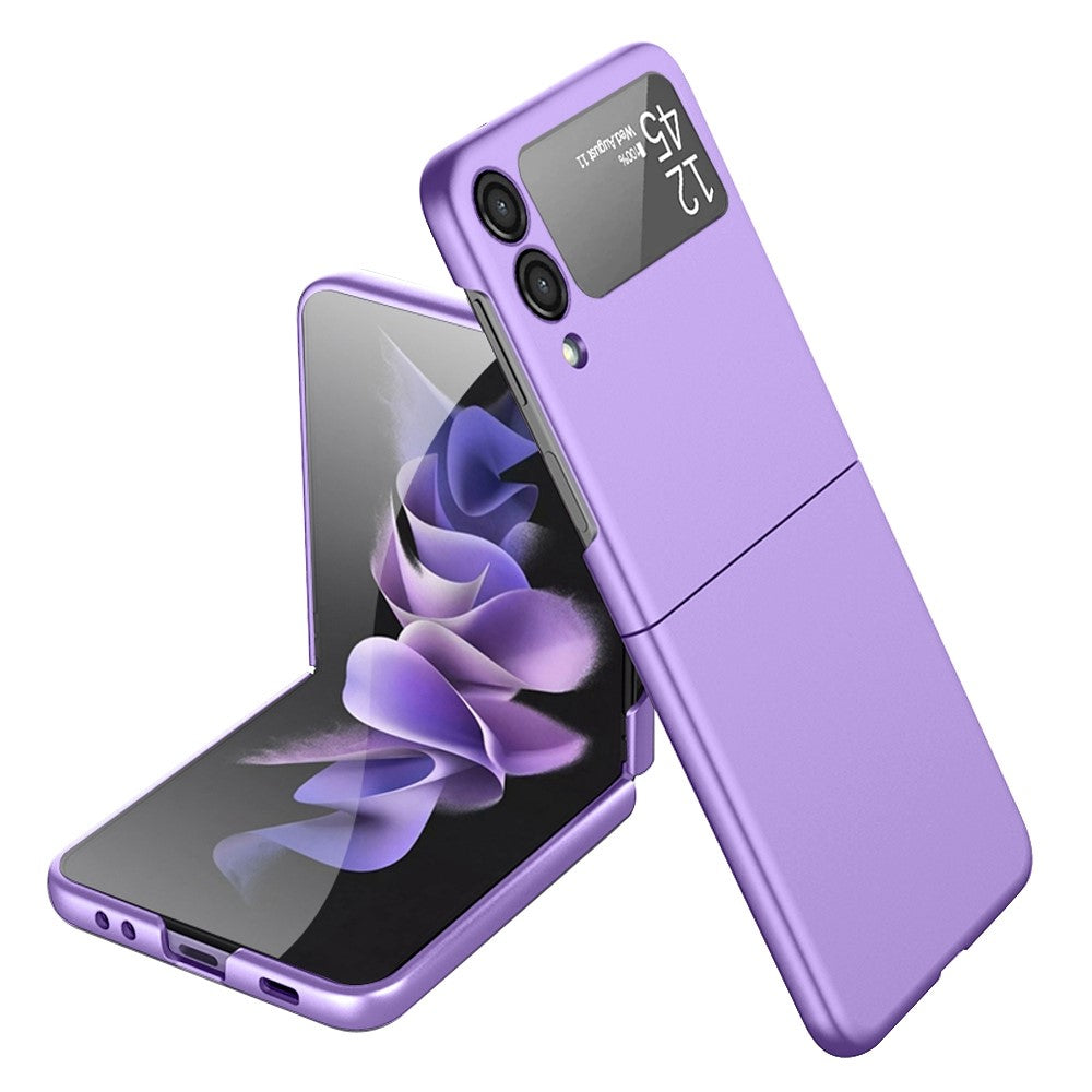 For Samsung Galaxy Z Flip4 5G Ultra Thin Hard PC Phone Case with Tempered Glass Film Rubberized Protective Cover