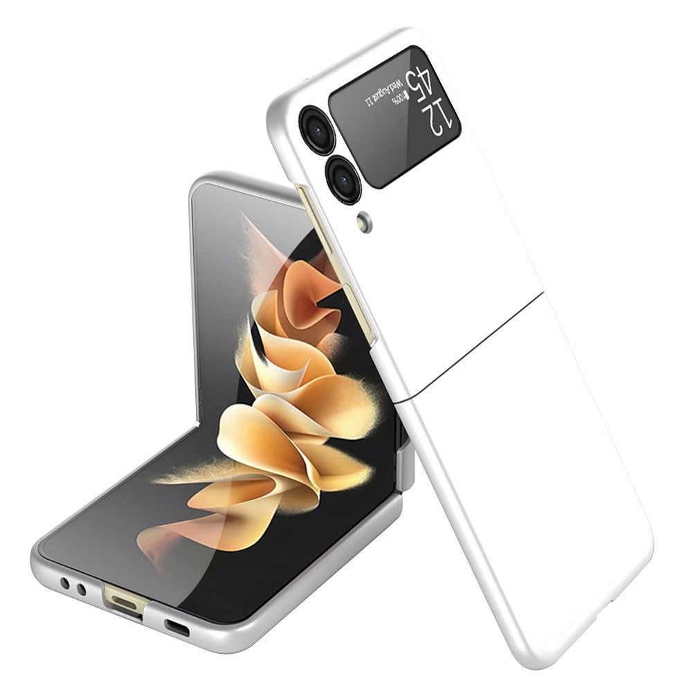 For Samsung Galaxy Z Flip4 5G Ultra Thin Hard PC Phone Case with Tempered Glass Film Rubberized Protective Cover