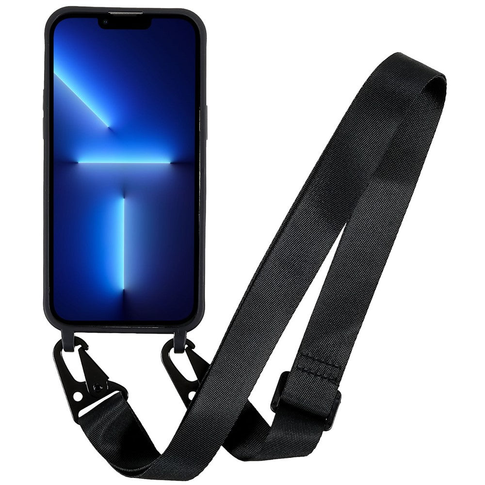 Til iPhone 14 Pro 6,1 tommer Anti-ridse Mat Overflade TPU Telefoncover Anti-fald Beskyttende Skal + Bred Strop