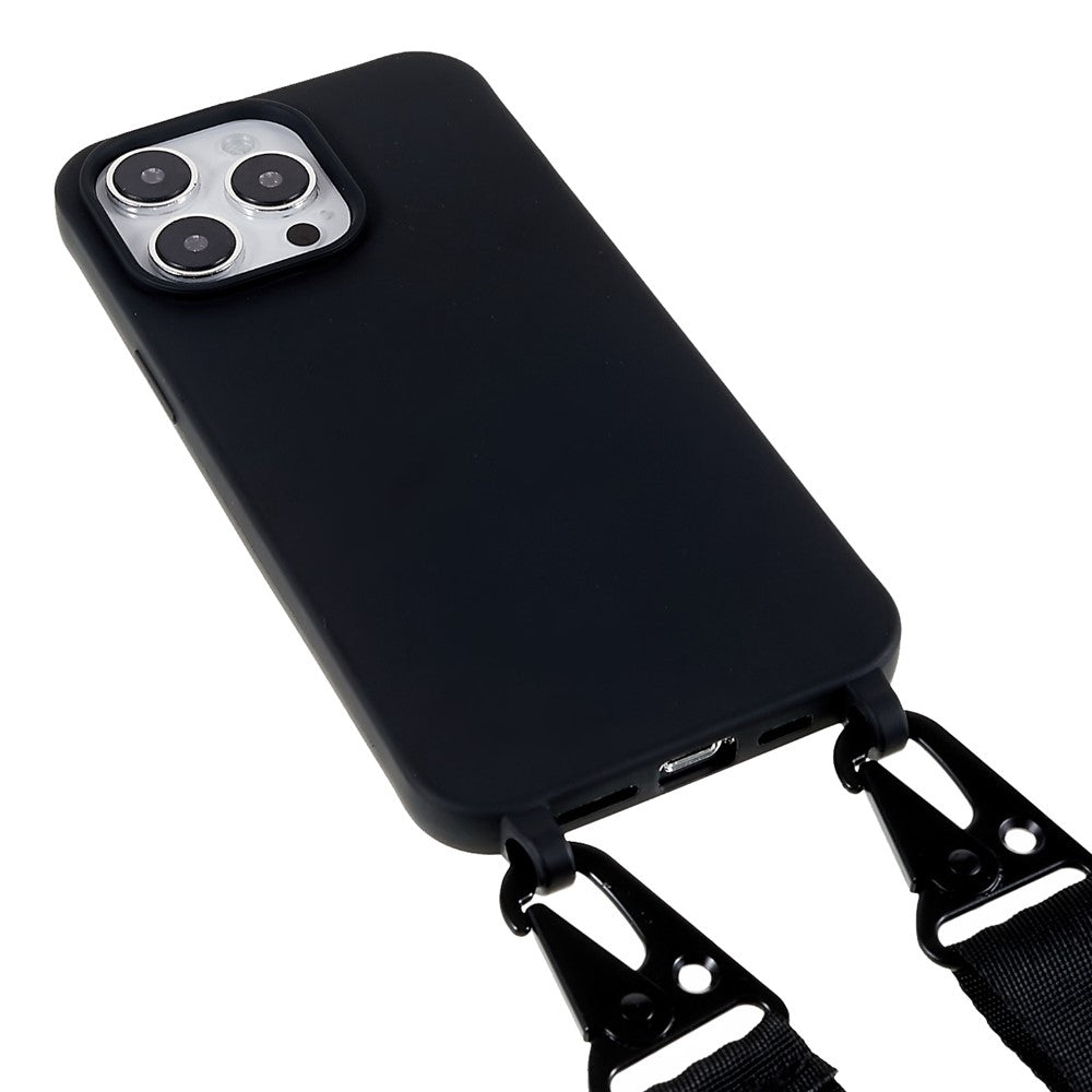Til iPhone 14 Pro 6,1 tommer Anti-ridse Mat Overflade TPU Telefoncover Anti-fald Beskyttende Skal + Bred Strop