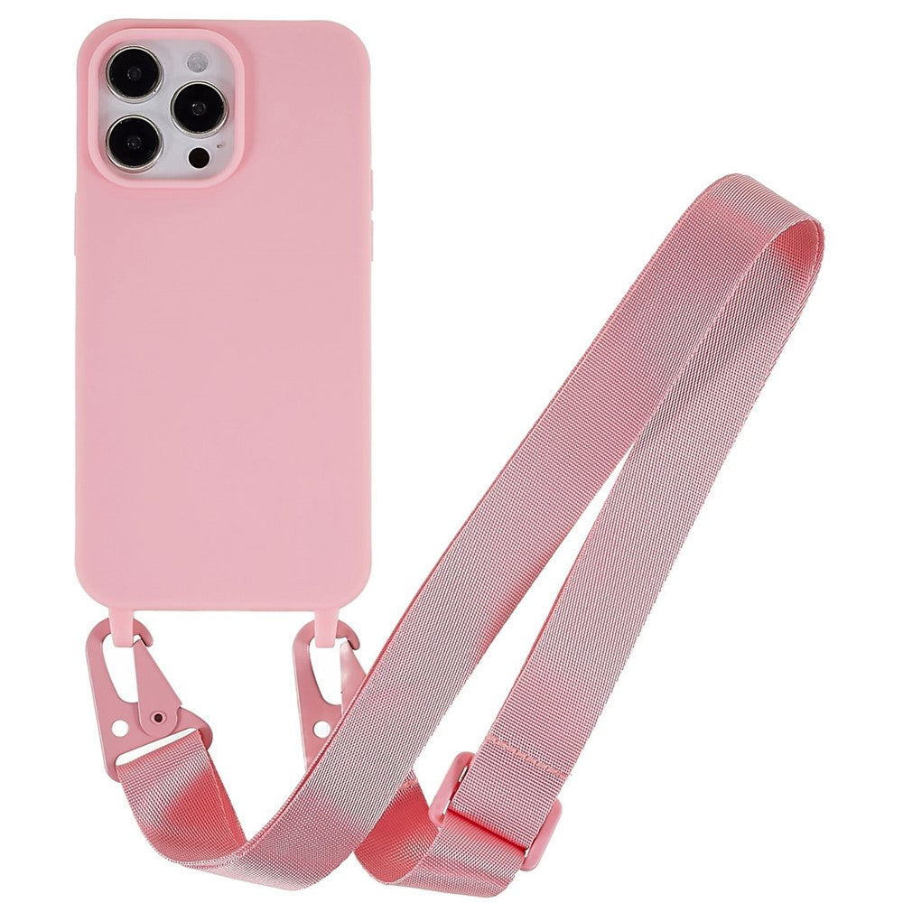 Til iPhone 14 Pro 6,1 tommer Anti-ridse Mat Overflade TPU Telefoncover Anti-fald Beskyttende Skal + Bred Strop