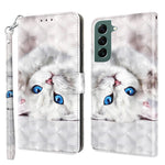 Phone Case For Samsung Galaxy S22+ 5G, Wallet Stand Style 3D Pattern Printing PU Leather + TPU Magnetic Shell with Strap