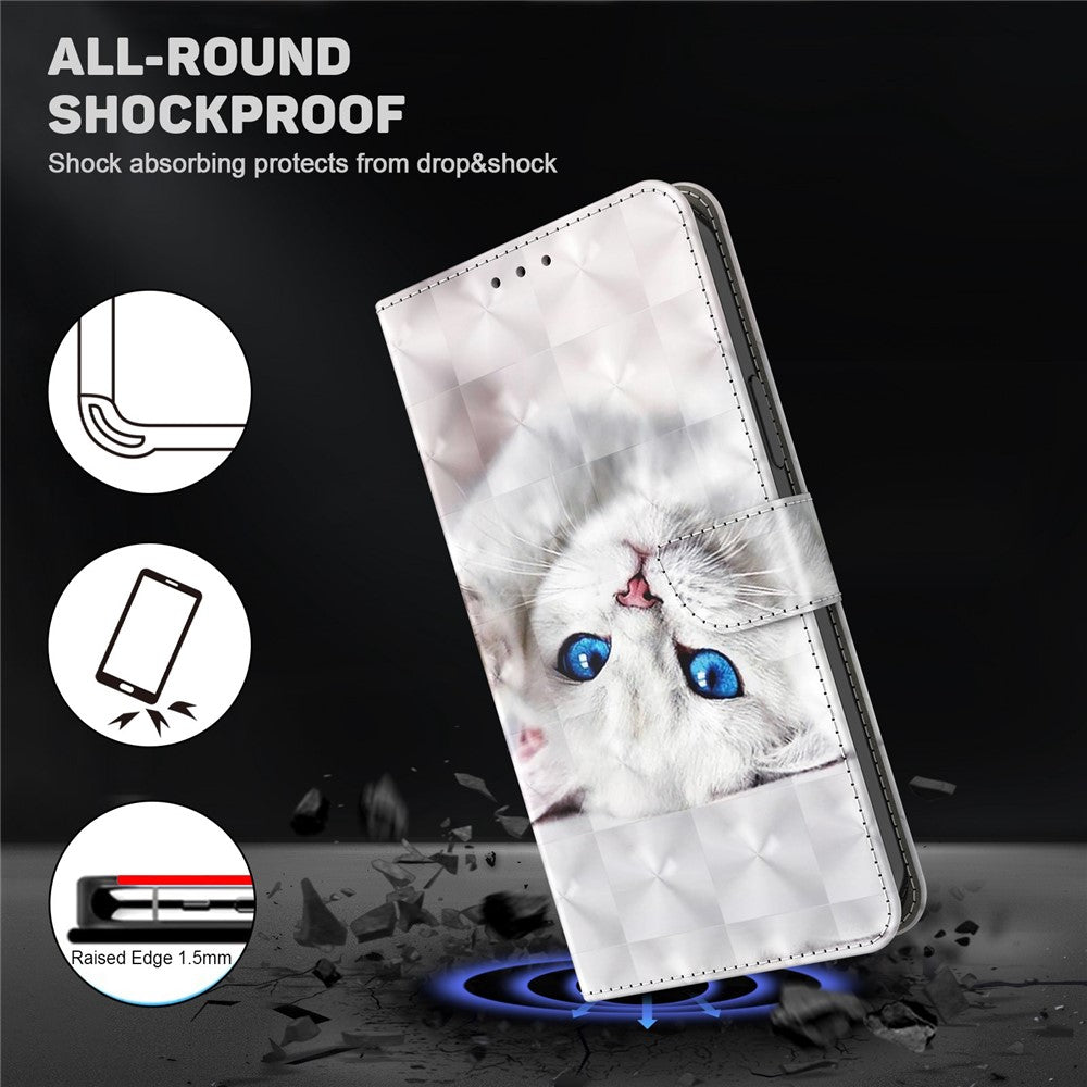 Phone Case For Samsung Galaxy S22+ 5G, Wallet Stand Style 3D Pattern Printing PU Leather + TPU Magnetic Shell with Strap