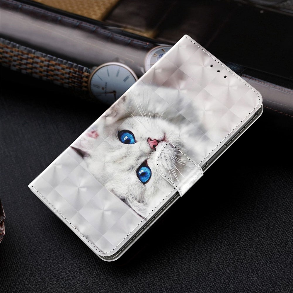 Phone Case For Samsung Galaxy S22+ 5G, Wallet Stand Style 3D Pattern Printing PU Leather + TPU Magnetic Shell with Strap