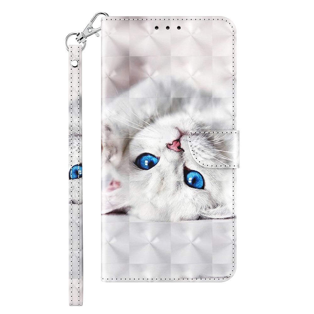 Phone Case For Samsung Galaxy S22+ 5G, Wallet Stand Style 3D Pattern Printing PU Leather + TPU Magnetic Shell with Strap