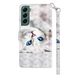 Phone Case For Samsung Galaxy S22+ 5G, Wallet Stand Style 3D Pattern Printing PU Leather + TPU Magnetic Shell with Strap