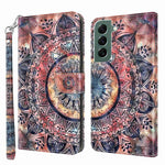 Phone Case For Samsung Galaxy S22+ 5G, Wallet Stand Style 3D Pattern Printing PU Leather + TPU Magnetic Shell with Strap