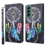 Phone Case For Samsung Galaxy S22+ 5G, Wallet Stand Style 3D Pattern Printing PU Leather + TPU Magnetic Shell with Strap