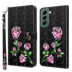 Phone Case For Samsung Galaxy S22+ 5G, Wallet Stand Style 3D Pattern Printing PU Leather + TPU Magnetic Shell with Strap