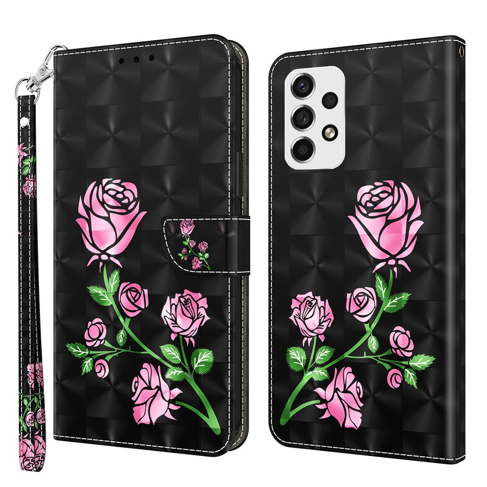 For Samsung Galaxy A33 5G 3D Pattern Printing Shockproof Phone Case Wallet Stand PU Leather Anti-scratch Phone Cover