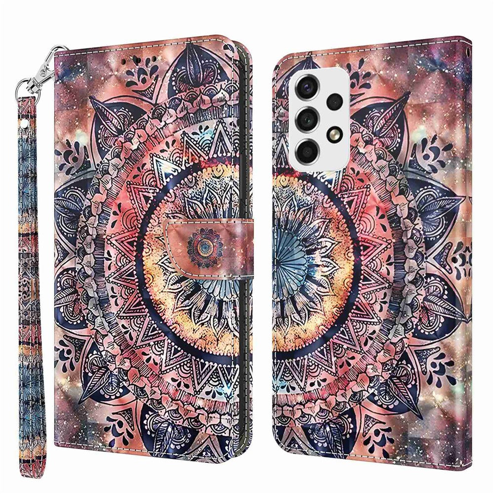 For Samsung Galaxy A33 5G 3D Pattern Printing Shockproof Phone Case Wallet Stand PU Leather Anti-scratch Phone Cover