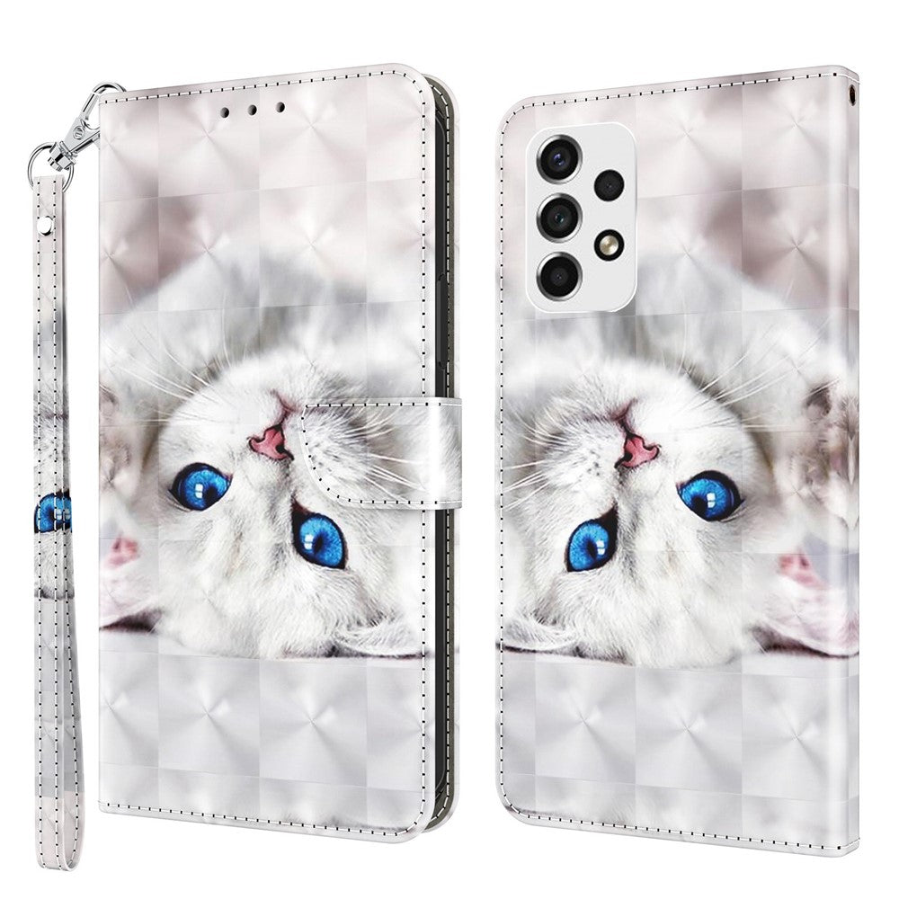 For Samsung Galaxy A33 5G 3D Pattern Printing Shockproof Phone Case Wallet Stand PU Leather Anti-scratch Phone Cover