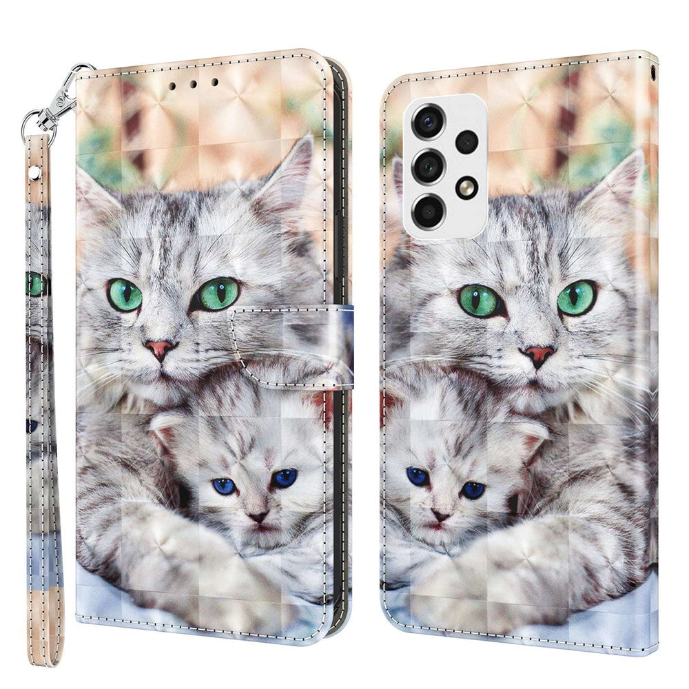 For Samsung Galaxy A33 5G 3D Pattern Printing Shockproof Phone Case Wallet Stand PU Leather Anti-scratch Phone Cover