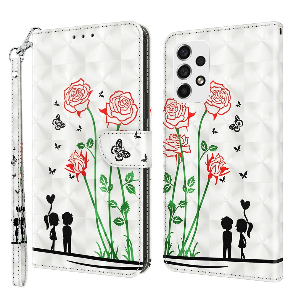 For Samsung Galaxy A33 5G 3D Pattern Printing Shockproof Phone Case Wallet Stand PU Leather Anti-scratch Phone Cover