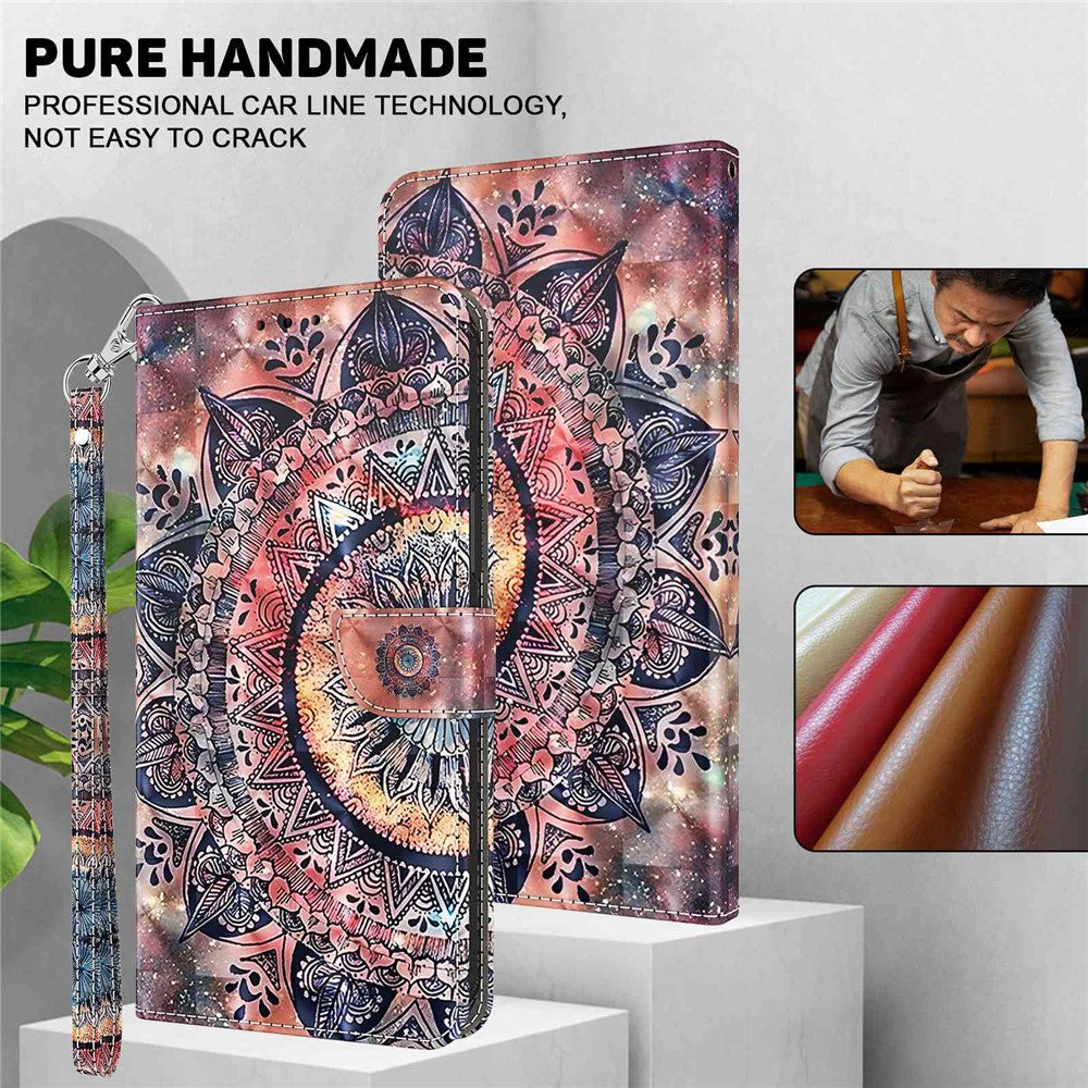 For Samsung Galaxy A13 4G / 5G / A04s 4G (164.7mm) PU Leather Flip Case 3D Pattern Printing Stand Wallet Cover with Strap