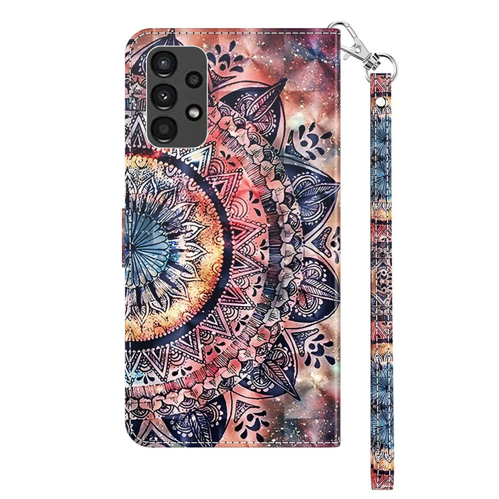 For Samsung Galaxy A13 4G / 5G / A04s 4G (164.7mm) PU Leather Flip Case 3D Pattern Printing Stand Wallet Cover with Strap