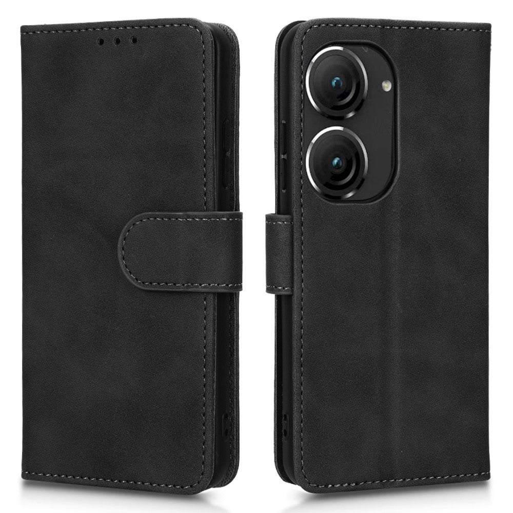 For Asus Zenfone 9 5G Skin-Touch Feeling Phone Wallet Stand Case PU Leather Magnetic Clasp Shockproof Cover
