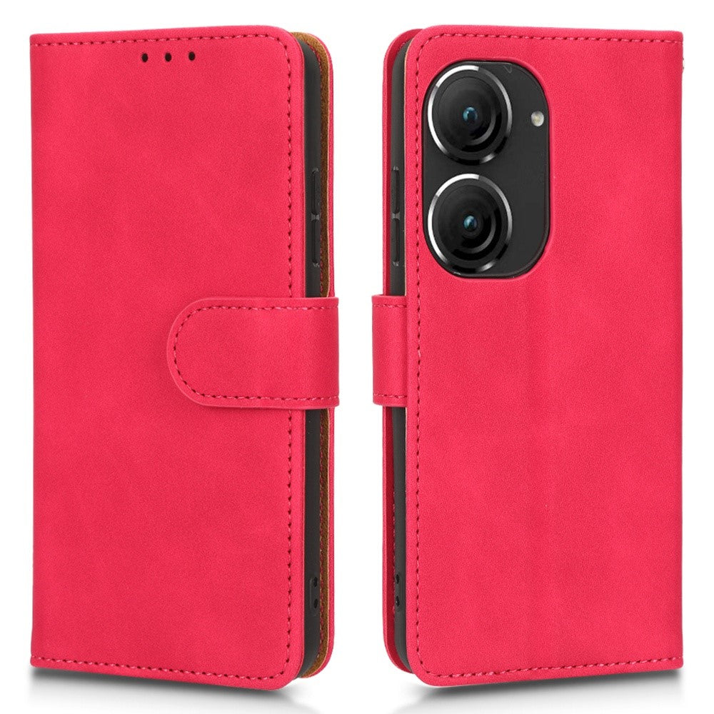 For Asus Zenfone 9 5G Skin-Touch Feeling Phone Wallet Stand Case PU Leather Magnetic Clasp Shockproof Cover
