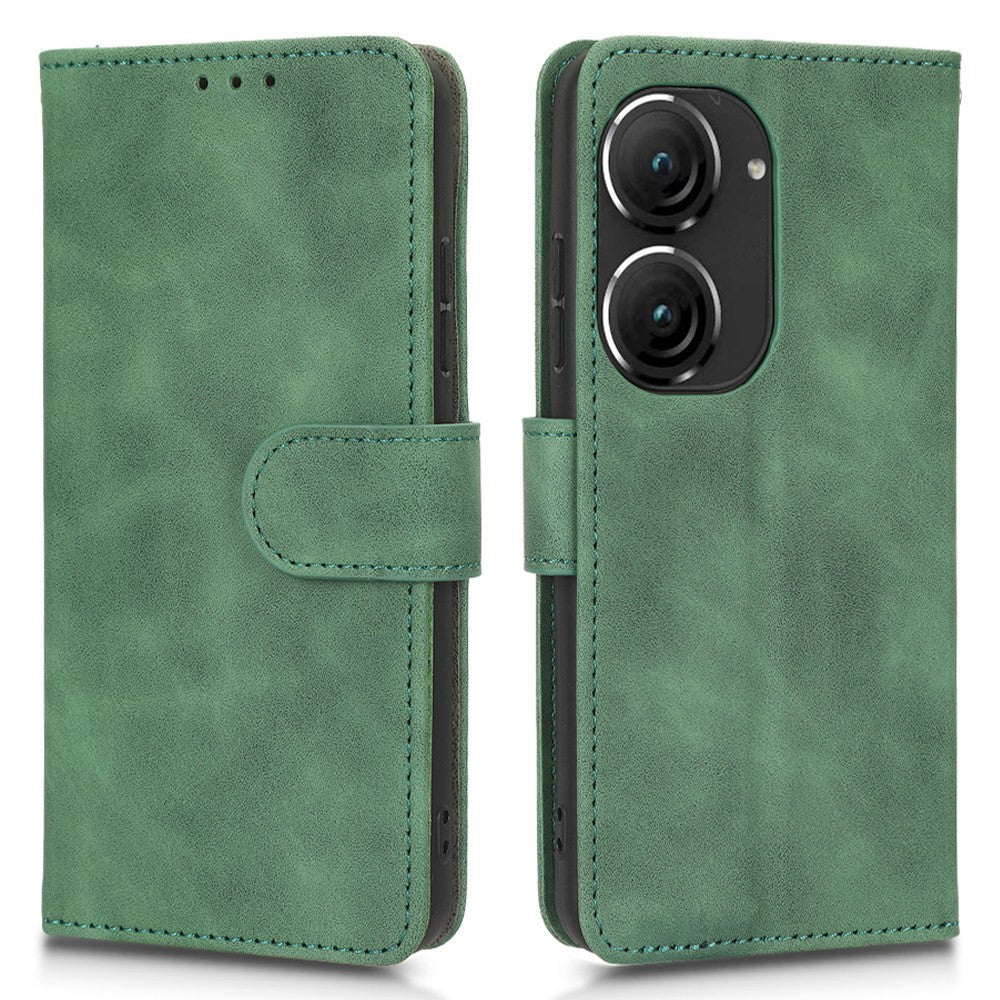 For Asus Zenfone 9 5G Skin-Touch Feeling Phone Wallet Stand Case PU Leather Magnetic Clasp Shockproof Cover
